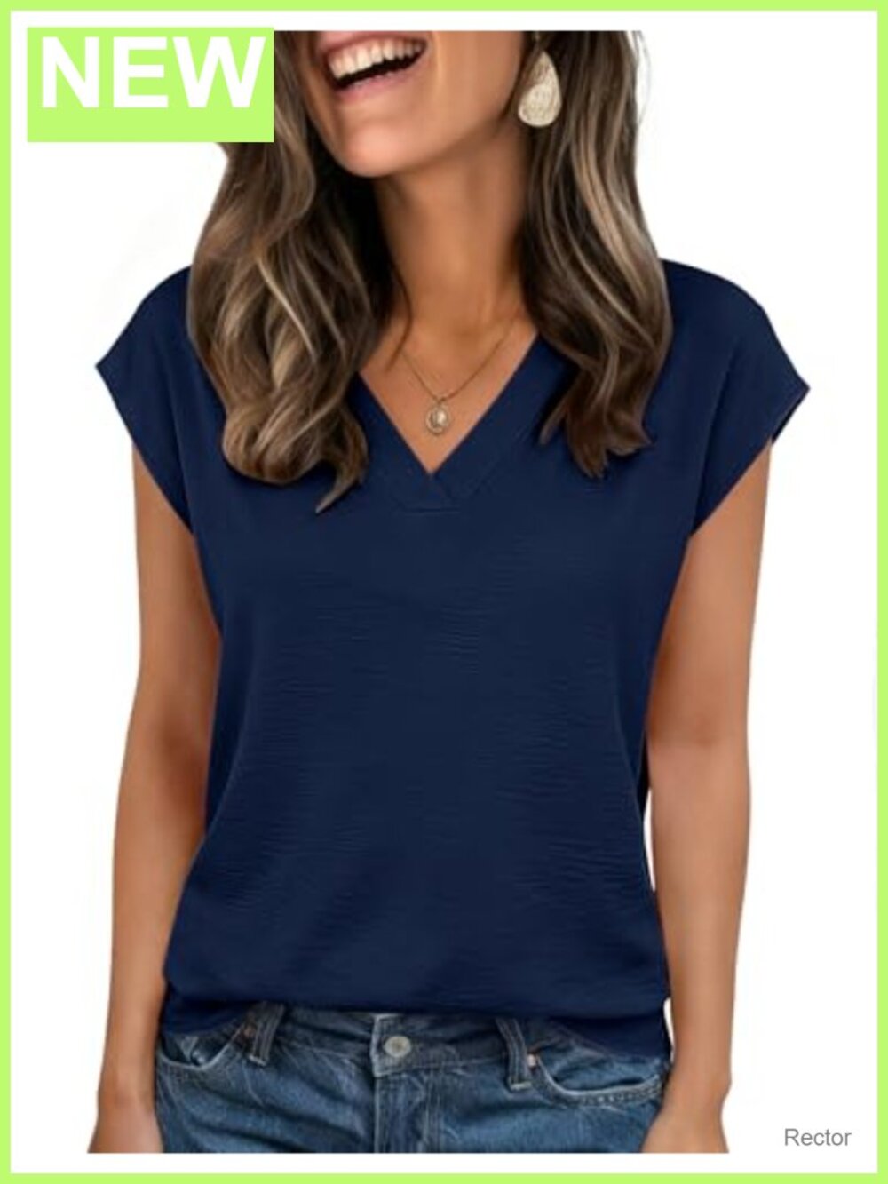 Zeagoo Womens Textured V Neck Cap Sleeve Blouse Summer Top